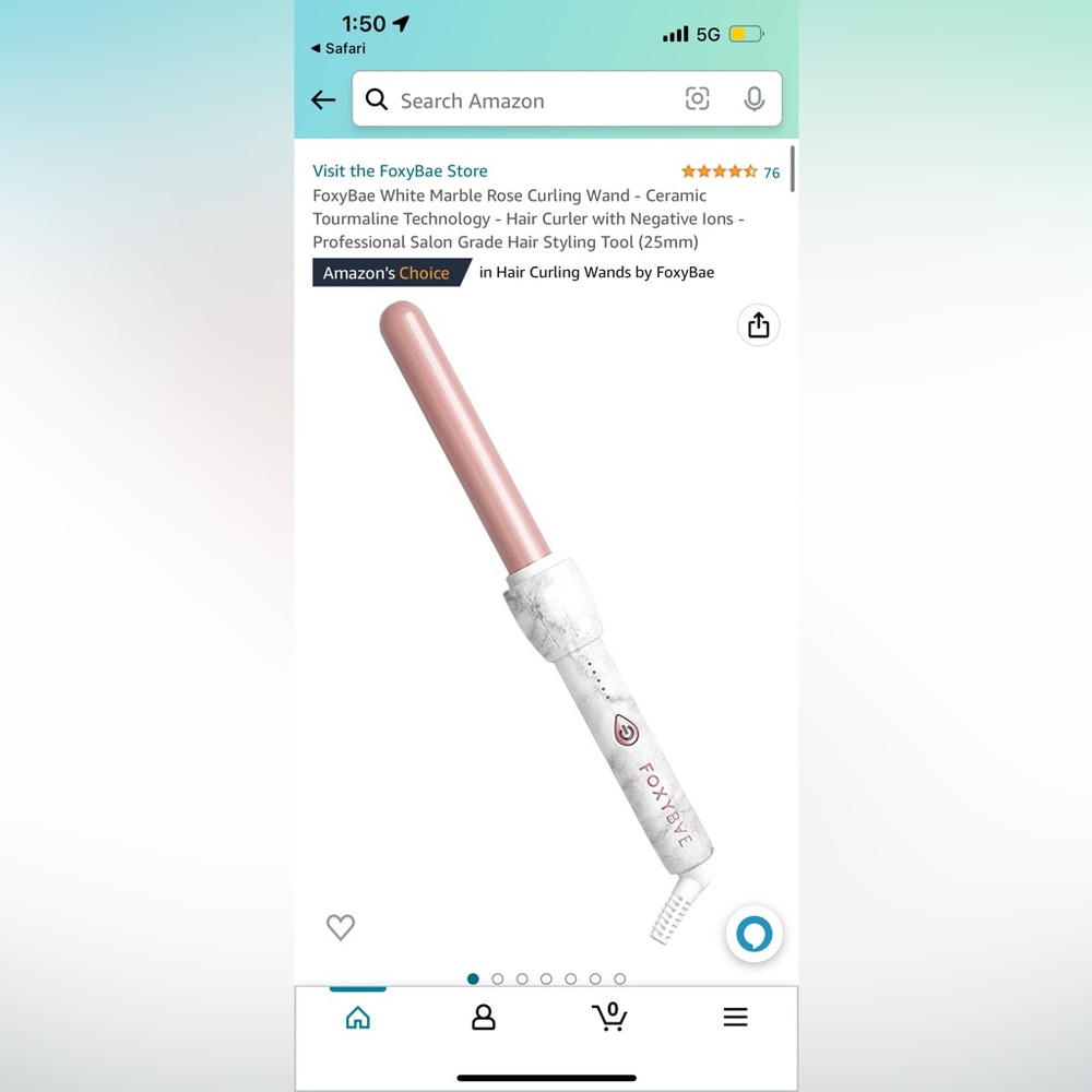 FOXYBAE White Marble 1” Curling Wand NEW